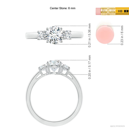 Round Natural three stone Diamond Ring