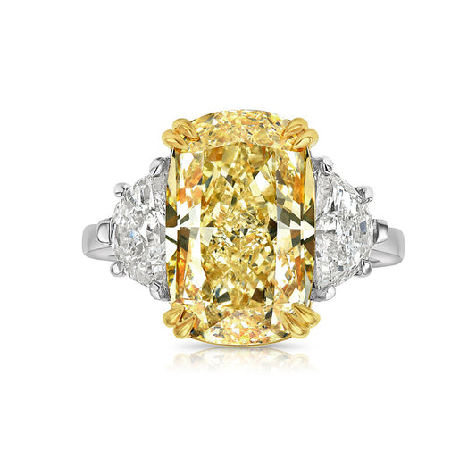 5.5ct Fancy Yellow Elongated Cushion Diamond Engagement Ring