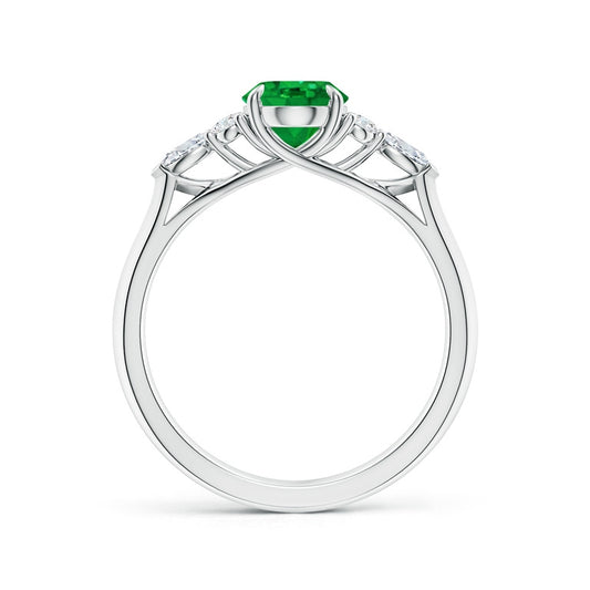 Emerald Side Stone Natural Diamond Ring