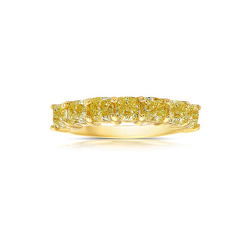 4ct Fancy Yellow Radiant Half Eternity Diamond Band