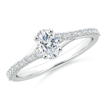 Oval Split Shank Natural Diamond Ring