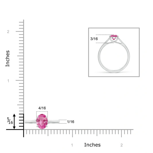 Oval Pink Sapphire Solitaire Natural Diamond Ring