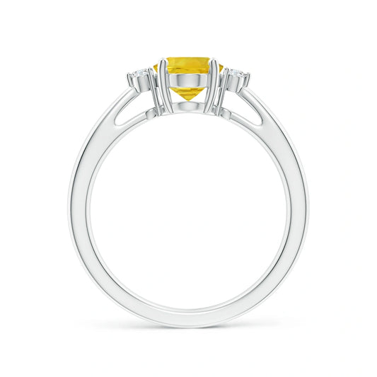 Oval Yellow Sapphire Solitaire Natural Diamond Ring