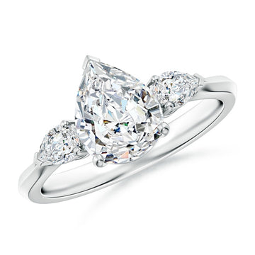 Pear Natural  Three Stone Diamond Ring