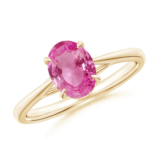 Oval Pink Sapphire Solitaire Natural Diamond Ring