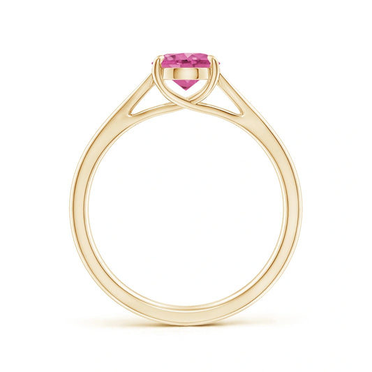 Oval Pink Sapphire Solitaire Natural Diamond Ring