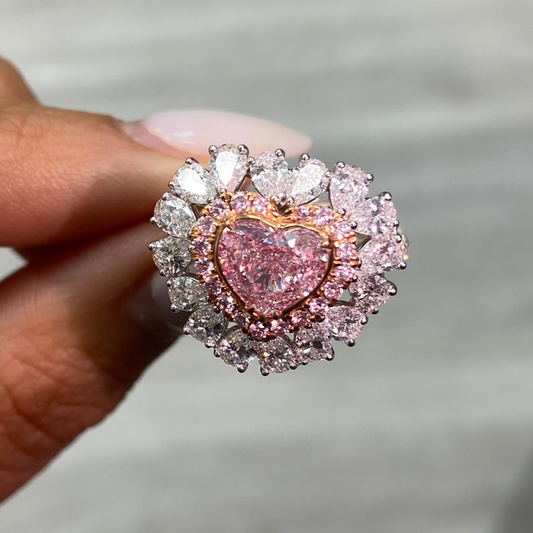 1.89ct Pink Heart Diamond Statement Ring