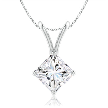 Princess Natural Solitaire V-Shaped Pendant