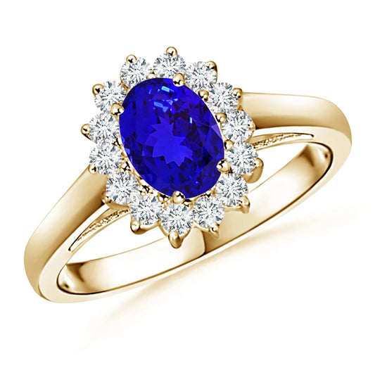 Oval Princess Tanzanite Natural Diamond Ring