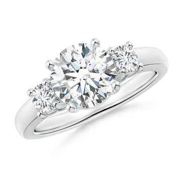 Round Natural Three Stone Diamond Ring