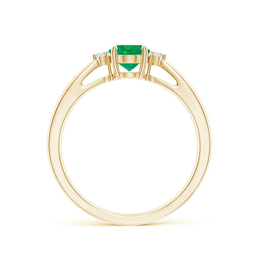 Solitaire Emerald Criss Cross Natural Diamond Ring